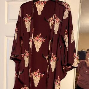 Floral Bull Skull Kimono Cardigan